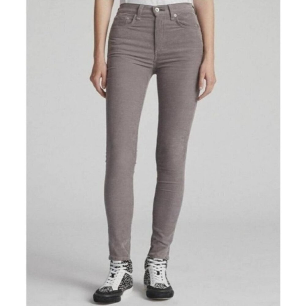 Rag & Bone High-Rise Skinny Corduroy Pants Nickle Gray Size 28